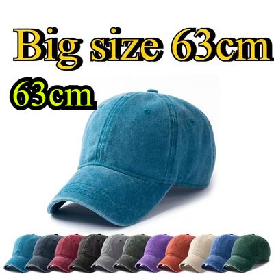 Washed Baseball Caps Xxl Big Size 63cm Snapback  Solid Color Dad Hat Outdoor Casual Sport Cap Male Big Size Hats Your Logo