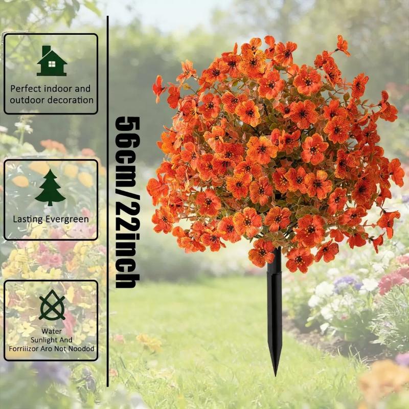 Artificial Flower,Artificial Petunias With Ground Stake, 18" Outdoor Faux Flowers For Garden, Yard, Planter And Porch