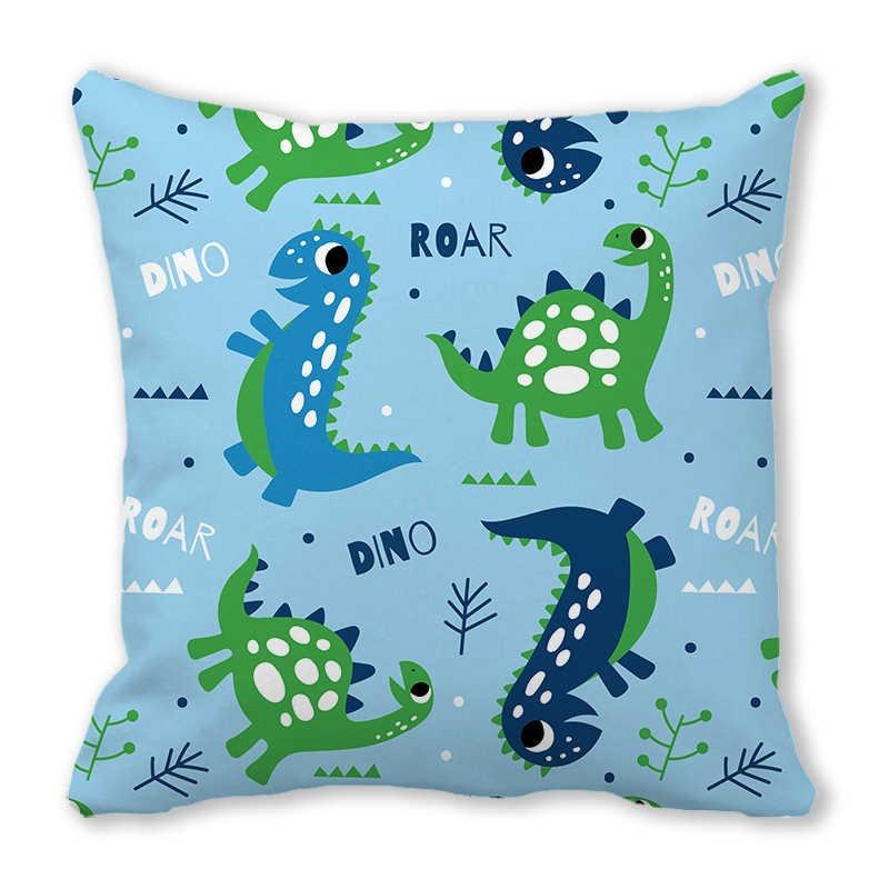 Office Sofa Car Cushion Cover Luxury Home Decoration Pillow Cover Cute Cartoon Little Dinosaur Animal Pattern