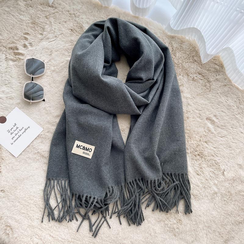 Winter Cashmere Solid Color Pashmina Tassel Scarf for Women Warm Scarves Wraps Girls Thicken Warm Shawl Wrap Echarpe Stole