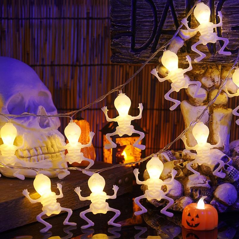 

6M 40LED Новая светодиодная гирлянда на Хэллоуин, гирлянда с черепами, декоративный праздничный свет, цветной свет на батарейках 1.5M 10Led