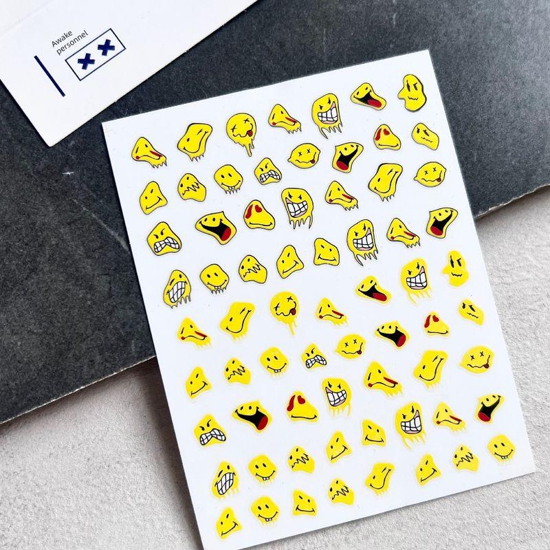 

Deformation Twisted Boys and Girls Couple DIY Nail Stickers Graffiti Yellow Twisted Face