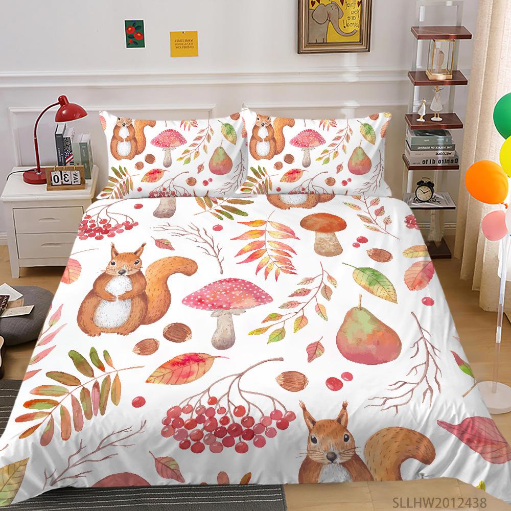 

Quilt Cover Pillowcase Three-Piece Set Polyester Cartoon Animal 3D Digital Printing EU single 135*200