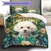 Cute Bichon Pattern Bedding Home Decoration Birthday Gift (1 * duvet cover + 2 * pillowcase, without core)