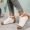 Large size summer new model fish mouth word with slope heel sandals women