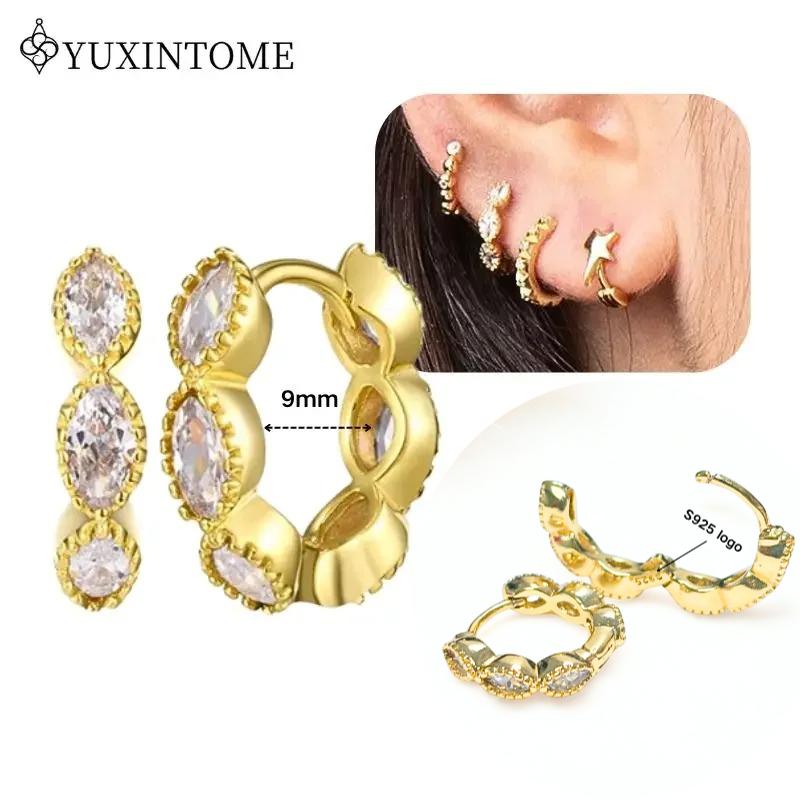 Dames 925 Zilveren Oorstekers Kristal Zirconia Waterdruppels Stud Hoops Goud Huggie Oorbellen Premium Luxe Feest Sieraden