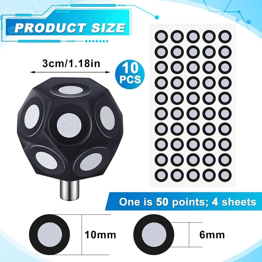 ABWR-Multi-Angle Marker Set Of 10 Pieces For 4 Sheets 200 Points 6.0 Mm 3D Scanner Markers Dot Stickers Turntable For 3D Scannin