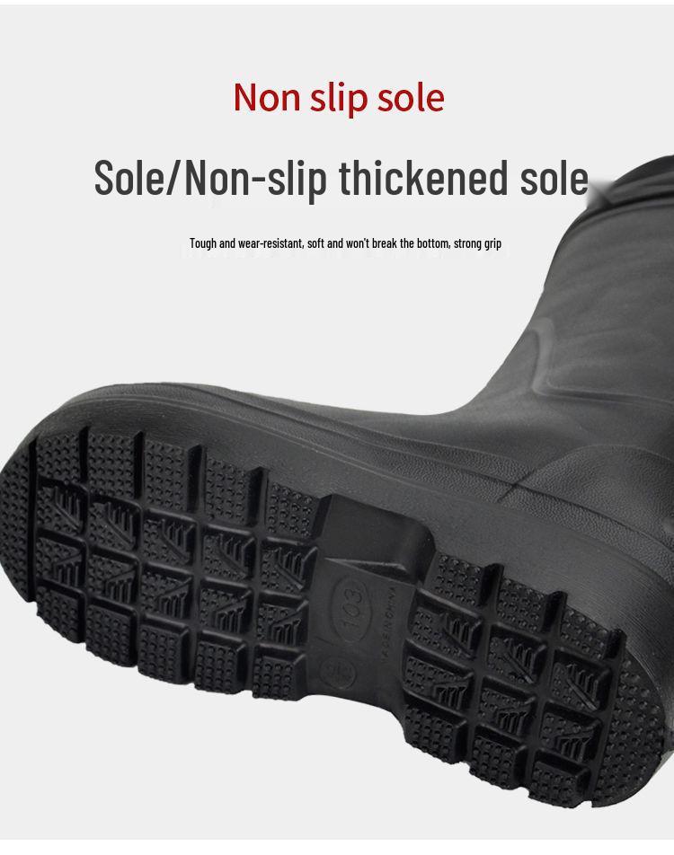 Unisex Ultra-Light EVA Cotton Rain Boots: Non-Slip, Oil-Resistant Footwear for Cold Storage, Fishery, and Food Industry.