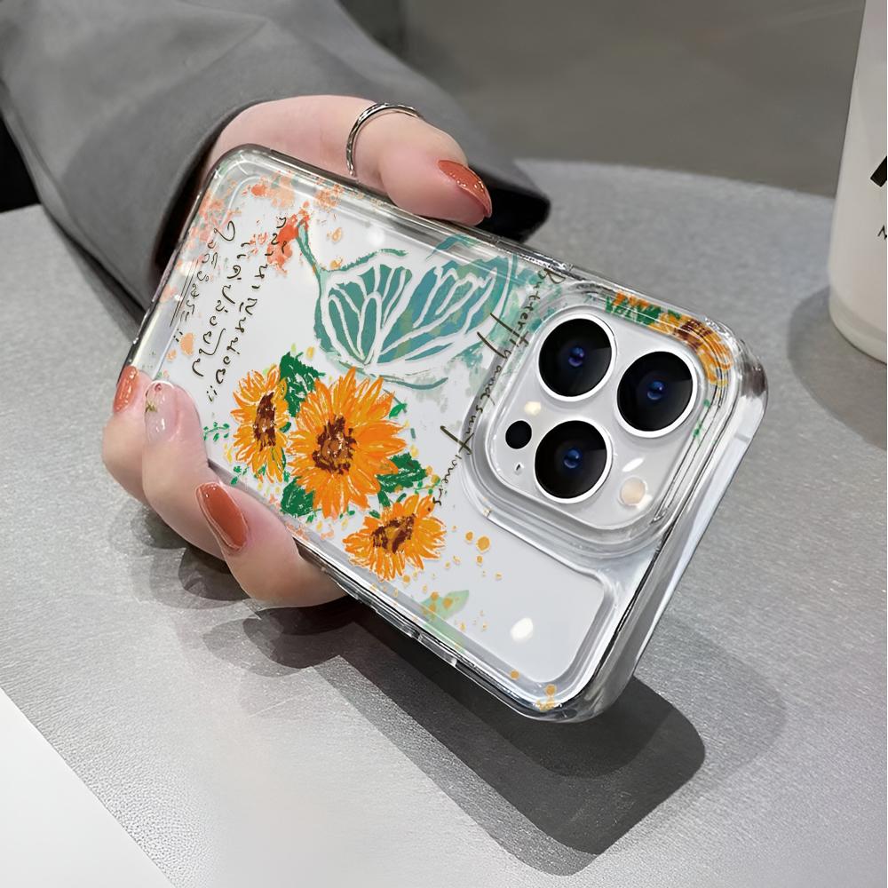 Butterfly Sunflower Phone Case For iPhone 16 Pro Max 17 Air 16 15 Pro 14 13 12 11 14 Plus Shockproof Silicone Funda Cover