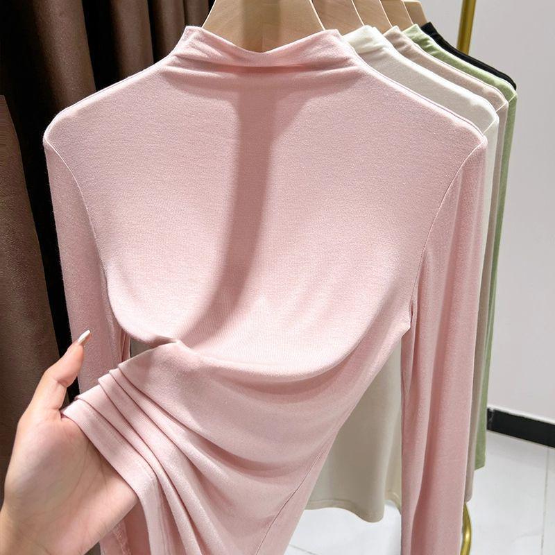 

Women s Modal Cotton Long-Sleeve Pullover Top With Half-High Collar L (100-115 lbs)