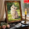Cute Cat Pearl Pattern 5D Pearl Painting Kit with Frame DIY Sparkling Bead Canvas Art Relaxing Craft for Girls Room Decor Handmade Wall Gift