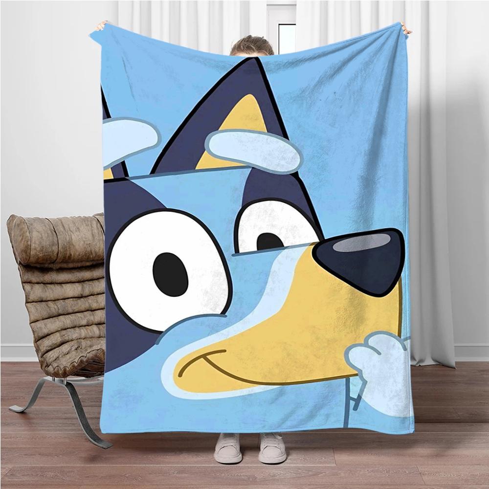 MINISO Disney-Bluey Cartoon Decke Flauschiger Flanell Kinder und Erwachsene Sofa Plüsch Tagesdecke Überwurf Mittagsdecke für Sofa Bett Geschenk
