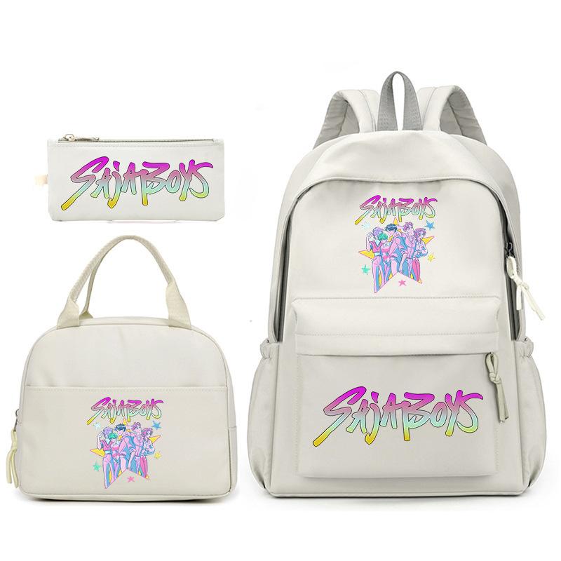 Kpop Anime Cartoon Printed Children'S School Bag Set Primary And Secondary School Student Pencil Bag College Meal Bag