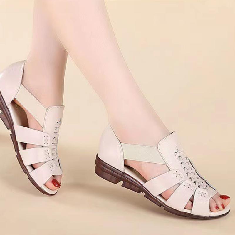 Trendy Women's Sandals 2024 New Design Cross Strap Flat Bottom Anti Slip Soft Sole Versatile Fish Mouth Sandals Zapatos De Mujer