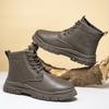 Men's Martin Boots High Top Work Shoes Casual Sneakers Men's Retro Outdoor Black Leather Boots Men's