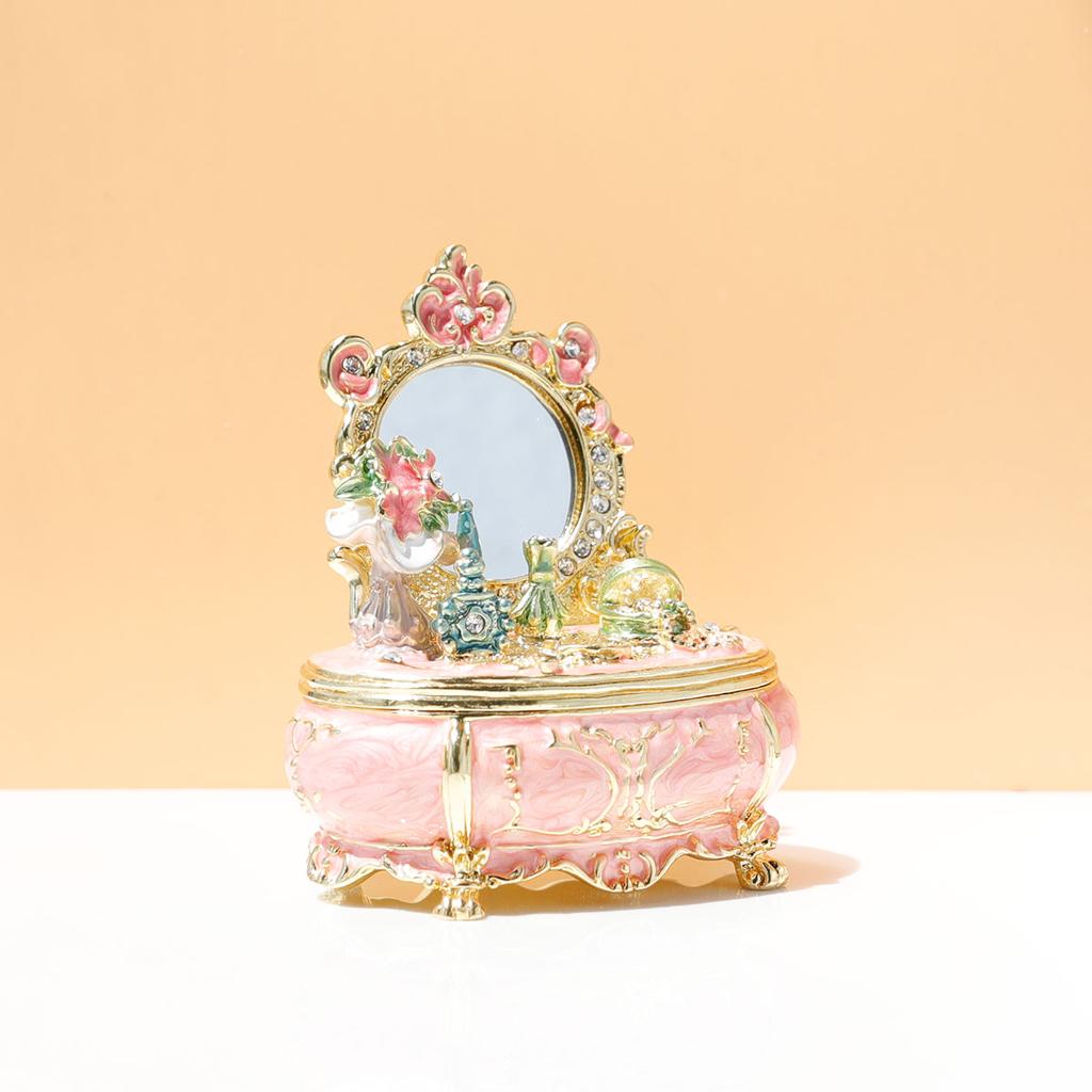 New Blue Dressing Table Trinket Boxes Hinged Hand Painted Enamel Figurine Collectible Unique Gift for Home Decorative Ornaments