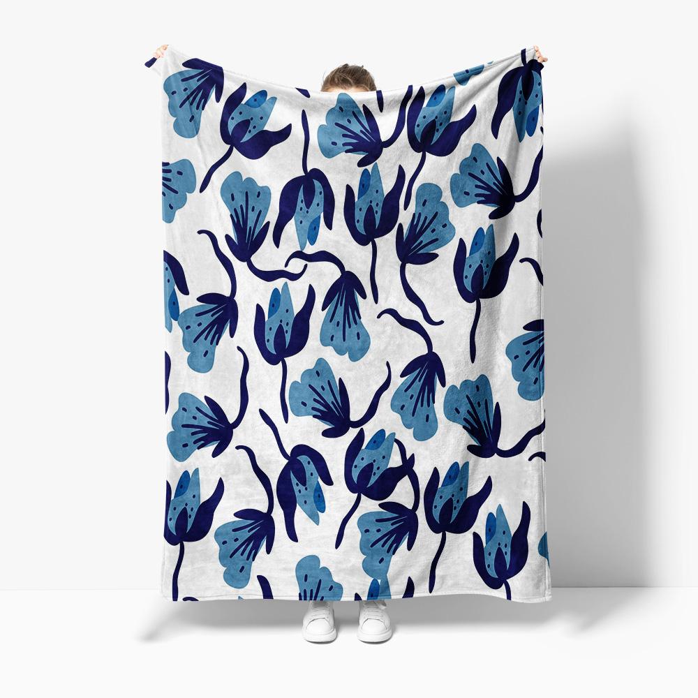 

Watercolor Floral Print Blanket Soft Cozy Fleece Throw Blanket for Kids Teens Adults Decorative Bed Sofa Blanket 75x100cm