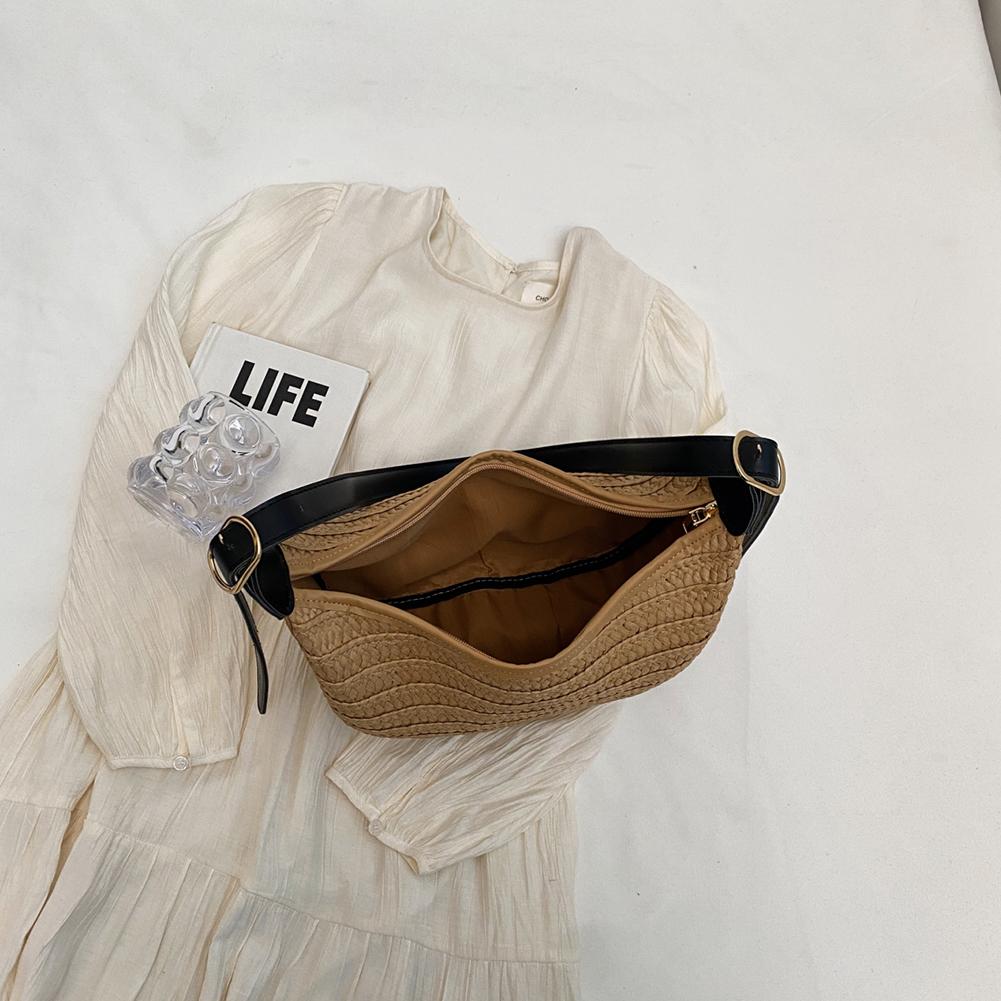 Summer Straw Bag for Women Trendy Woven Straw Shoulder Bags Casual Tote Crossbody Bag Raffia Hobo Beach Bag Rattan Totes Handbag