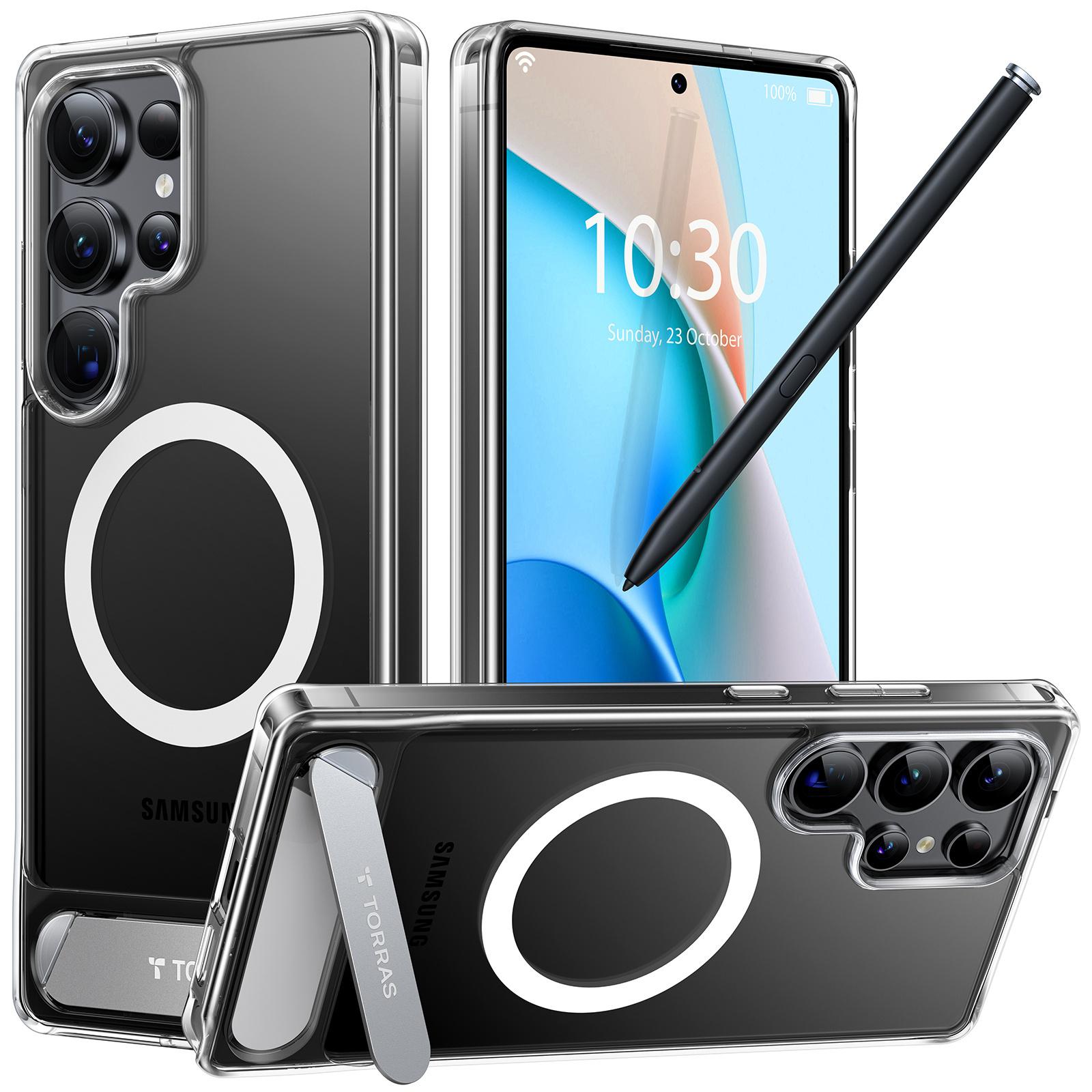 

For Samsung Galaxy S25 Ultra Case Kickstand TPU+PC Phone Cover Compatible with MagSafe Transparent