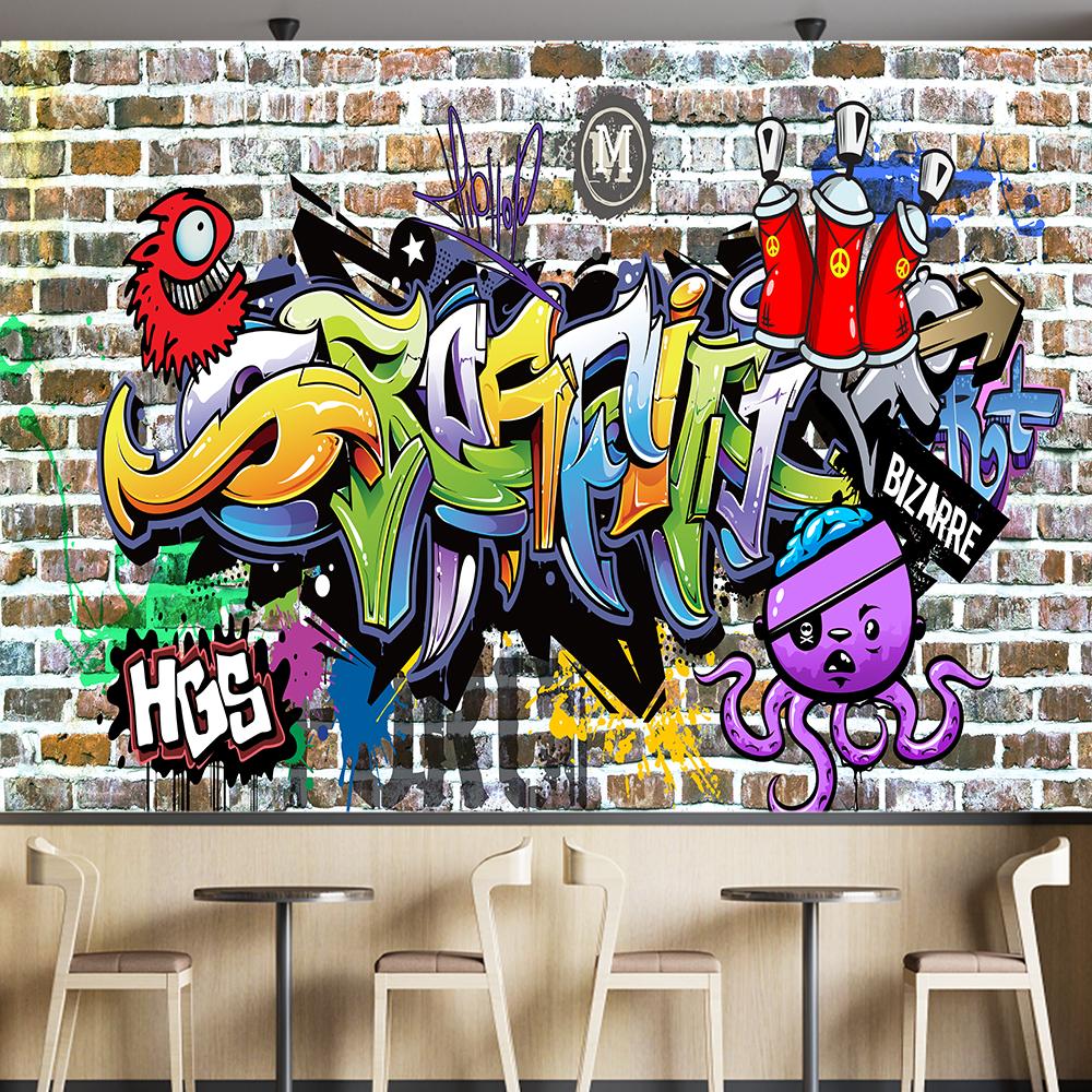 Brick Graffiti Wallpaper 3d Graffiti Mural Bedroom Living Room Cafe Bar Graffiti Wall Murals Home Decor