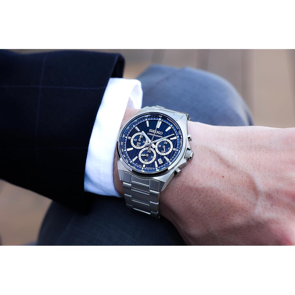 Seiko Selection SBTR033 Men's Watch Blue Dial Quartz Stopwatch Function Date Calendar Stainless Steel
