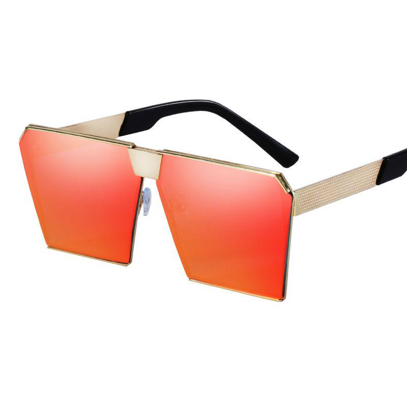 Top Oversized Flat Lens Square Sunglasses Men Women Fashion Metal Large Glasses