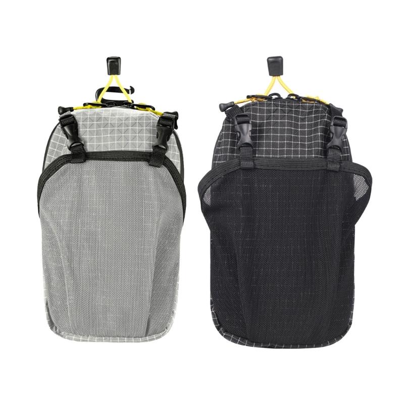Outdoor Shoulder Strap Mesh Water Bottle Pouches With Double Storage Compartments For Hiking Cycling Small Items Carry