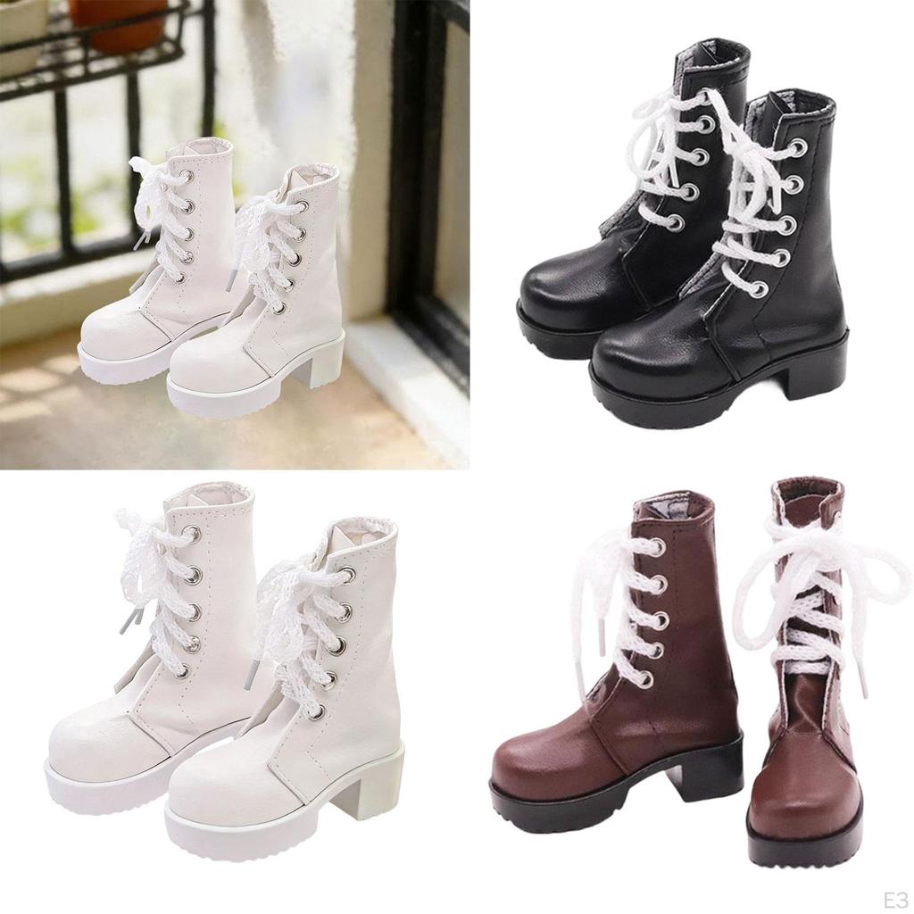 1/ Doll Shoes Photo Props PU Leather Cool Trendy Casual Mini Miniature Model Boots for Female Action