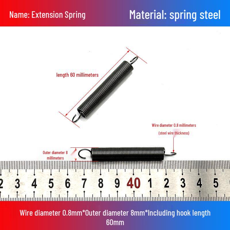 0.8mm Yellow Extension Spring with Hooks - Stapler Rebound Force 