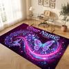 Butterfly Theme Crystal Velvet Floor Rug Personalized Custom Name Text Warm Carpet Home Decoration