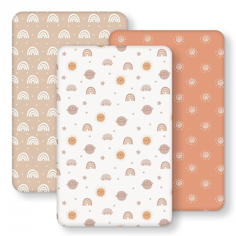 Soft Cotton Crib Fitted Sheet Baby Nursery Bedding Set Pure Color Breathable Double Layer Infant Bed Cover