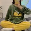 Pijamas Femininos Pijamas de Cachorro Fofos Meninas Pelúcia Macio Bonito Gola Redonda Roupas de Casa Desenhos Animados Outono e Inverno Pijamas Loli Fofos Terno Flanela Pijamas Quentes