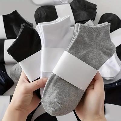 20 Pairs Unisex Breathable Polyester Ankle Socks Comfortable Deodorant Sweat-Absorbing Solid Color Low Cut Socks for Summer