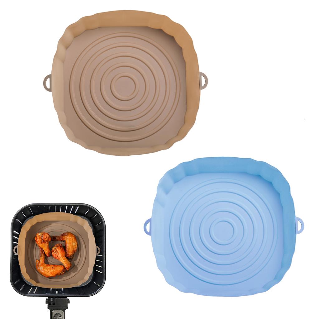 2 stücke Air Friteuse Silikon Korb Silikon Form Airfryer Ofen Backblech Pizza Gebraten Huhn Korb Wiederverwendbare Pan Liner Zubehör