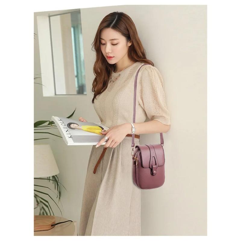 Women's Mini Multifunctional Leather Shoulder Bag for Cellphone Sport Female Handbag Fashion Casual