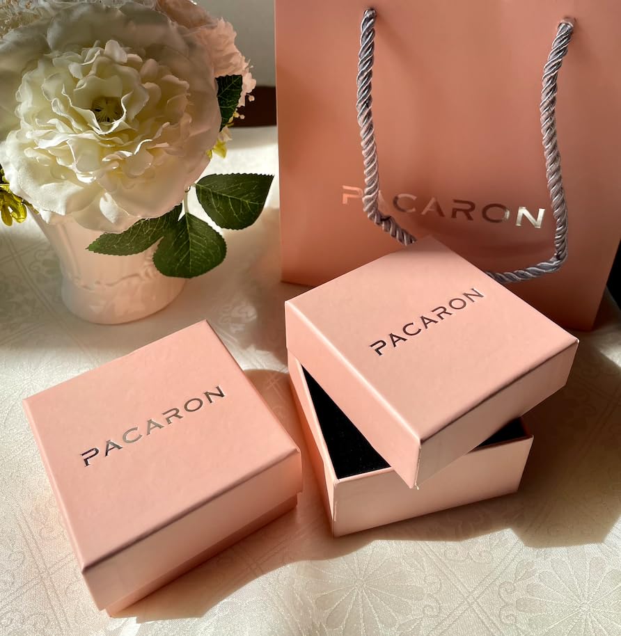 [PACARON] Pair Necklaces, Matching Couple Rings, Heart Design, Gift Case & Paper Bag Included, Platinum ([Men's] White Zirconia + Silver - [Women's]