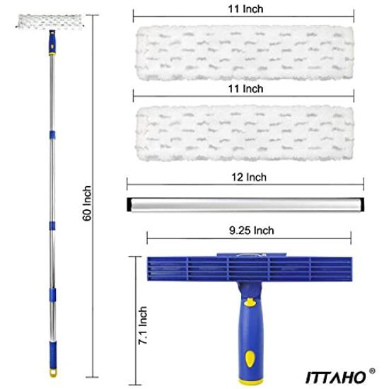 ITTAHO Window Window Microfiber Window Glass Water Cleaning Adjustable Extension Pole Condensation Glass Bathroom Window Cleaning Set Double-Sided