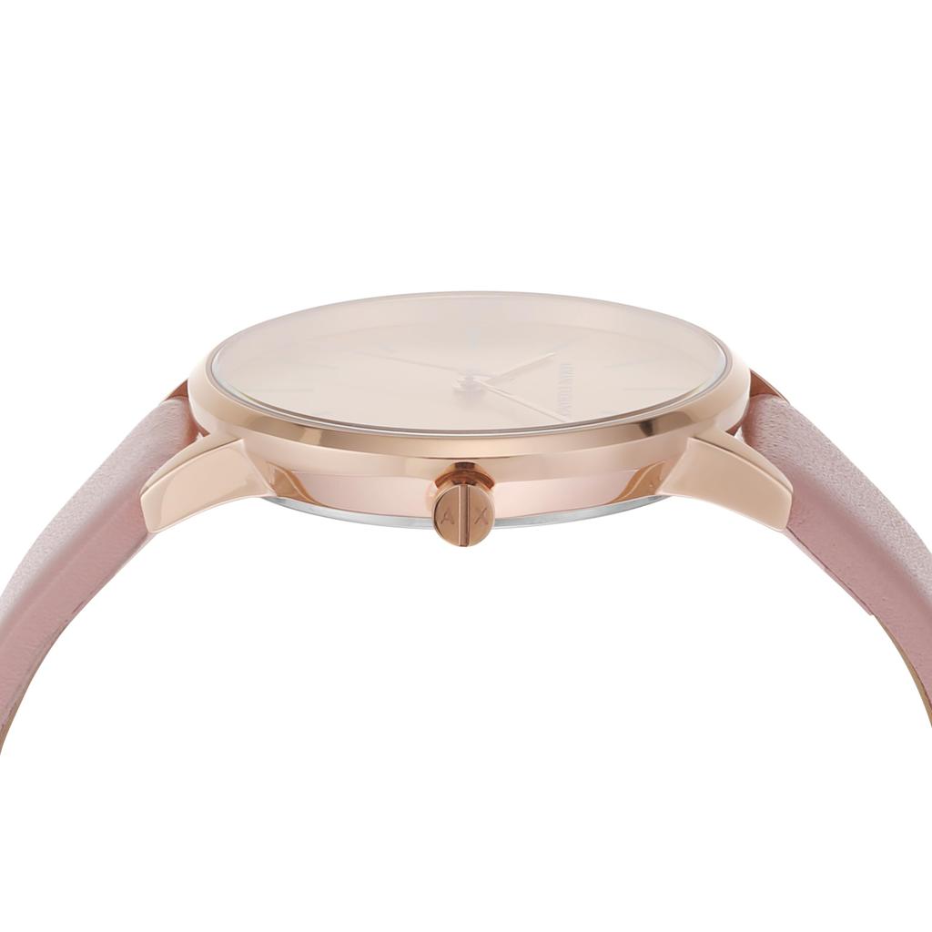 Armani Exchange Three-Hand Pink Leather Watch & Bracelet Set