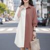ZANZEA Women Casual Turn Down Collar Loose 3/4 Sleeve Patchwork Shirt Dress