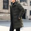 Padded-on men's medium and long winter thickened casual warm padded jacket hooded winter padded jacket
