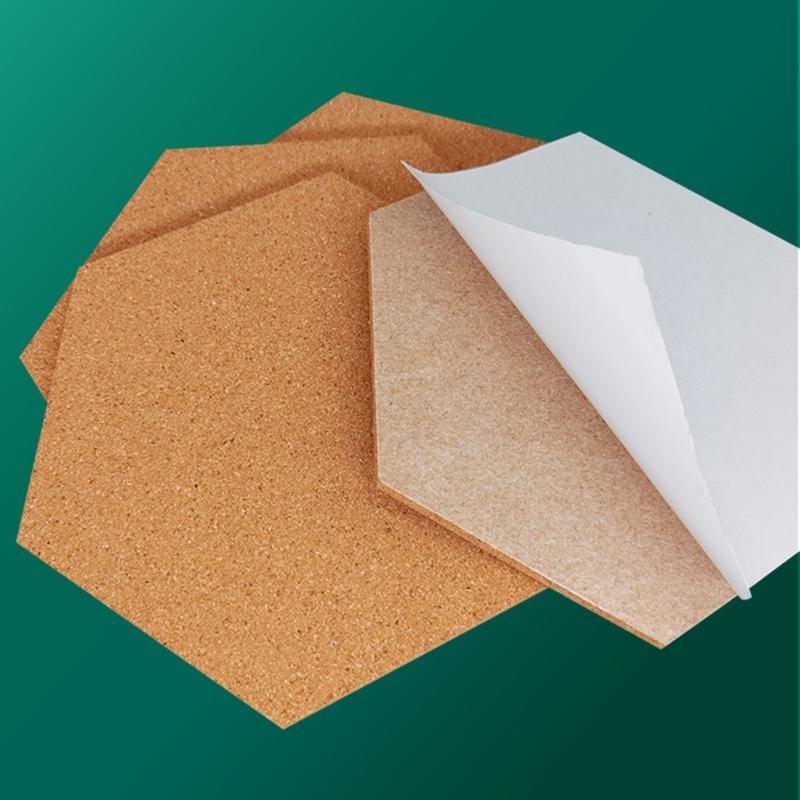 5PCS Cork Notice Board Self Adhesive Hexagon Cork Board for Photo Wall Decorations DIY Office Bulletin Board Corkboard
