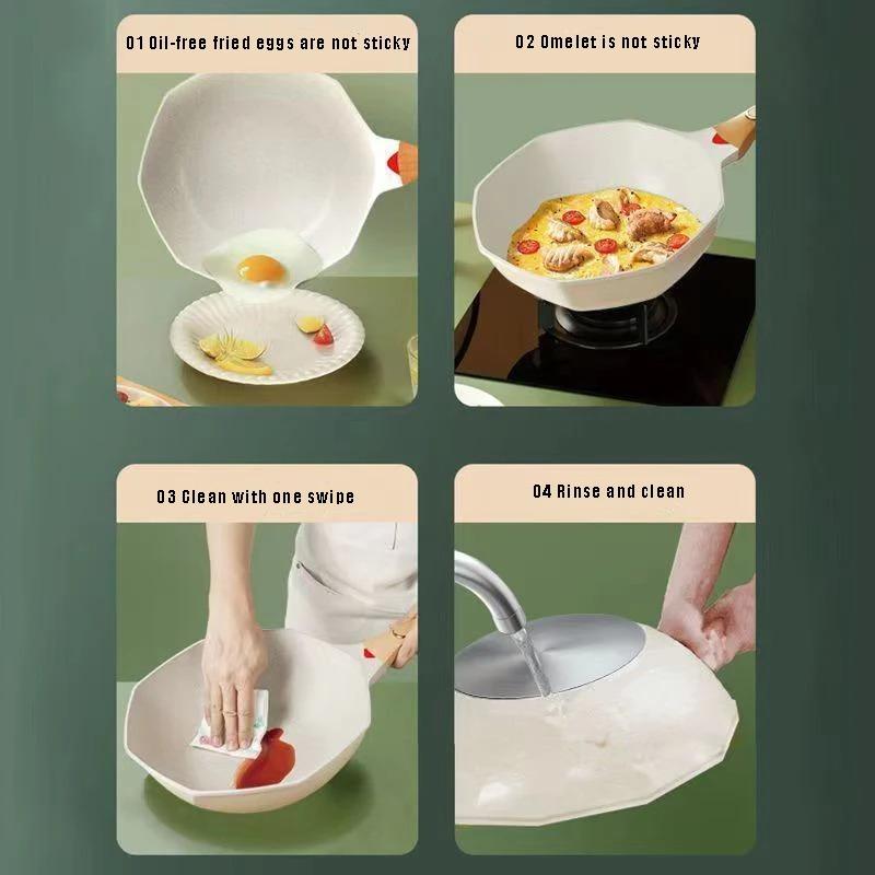 Octagonal Non-stick Frying Pan Wok Pan with Lid Household Egg Steak Cooking Pot Gas Stove Induction Universal Cooker Nonstick