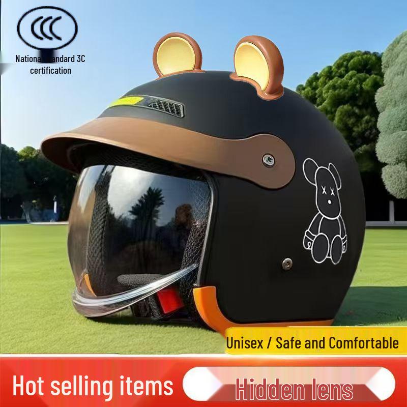3C Certified Winter Electric Vehicle Safety Helmet: Unisex, Warm, Half-Helmet