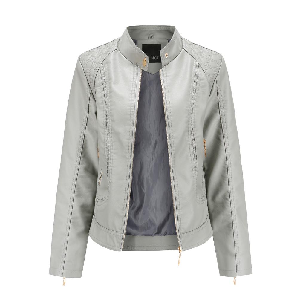 grey colour leather jacket