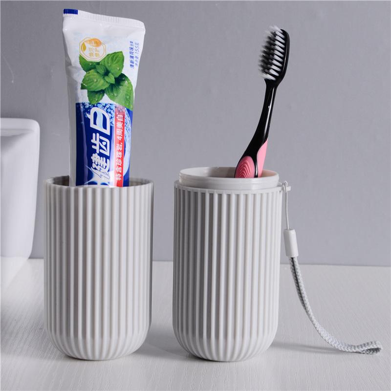 1-3PCS Vertikale Gestreiften Tragbare Waschen Tasse Reise Zahnbürste Box Zahnpasta Lagerung Rohr