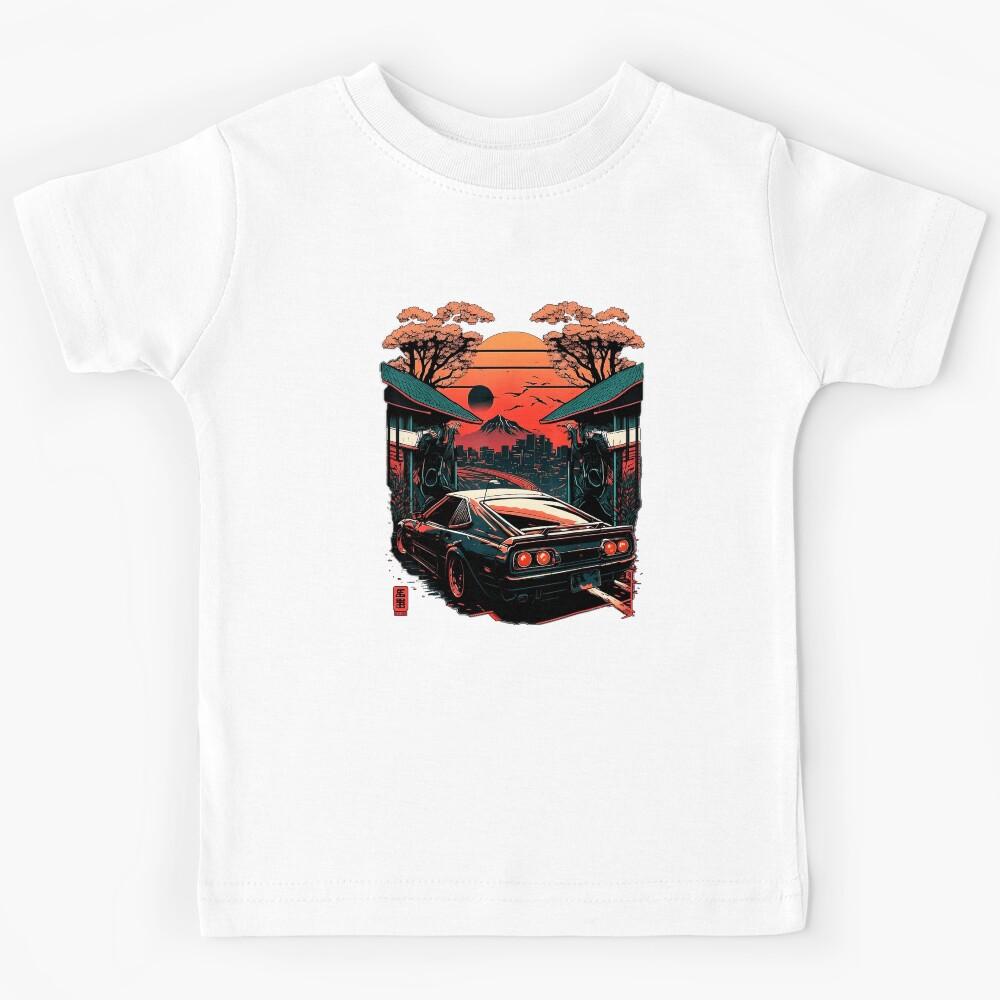 Retro Japanese Drift Car Sunset Street Kids T-Shirt 130