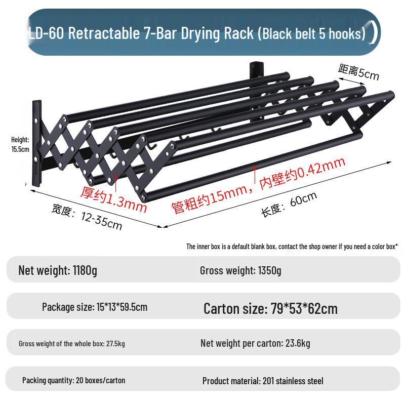 Zusammenklappbarer Teleskop-Handtuchhalter aus Edelstahl: Badezimmer- & Balkon-Wäschetrockner