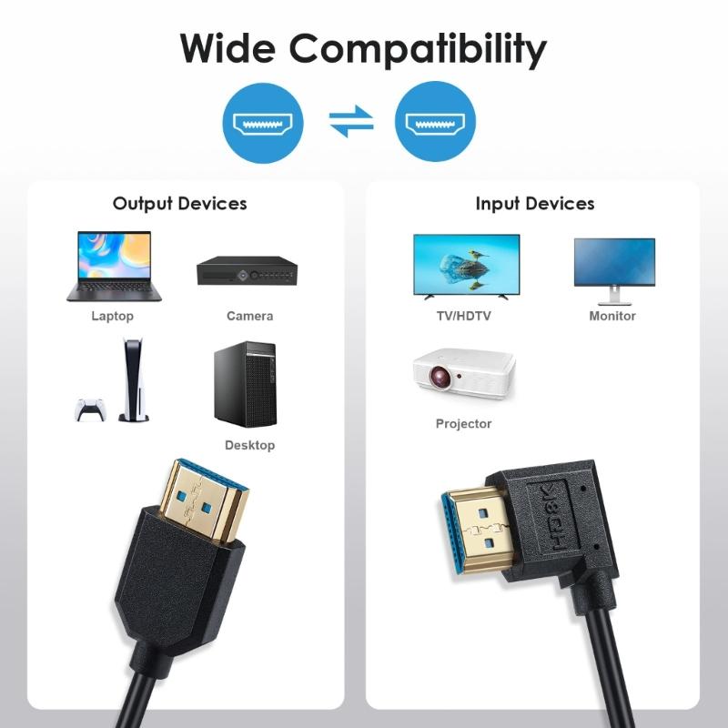 2.1 HDTV-compatible Video Cable Supports 8K at 60Hz and 4K120Hz for Cameras Laptops Screens Extension Cord