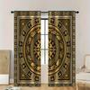 2PC Black Gold Greek Curtains, Elegant Thermal Drapes for Living Room & Bedroom, Luxury Window Panels Home Decor