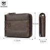 BULLCAPTAIN Genuine Leather Men's Wallets Small Coin Pocket Purse Retro Zipper Wallet Cowhide Leather Card Holder Pocket Purse Men Wallets